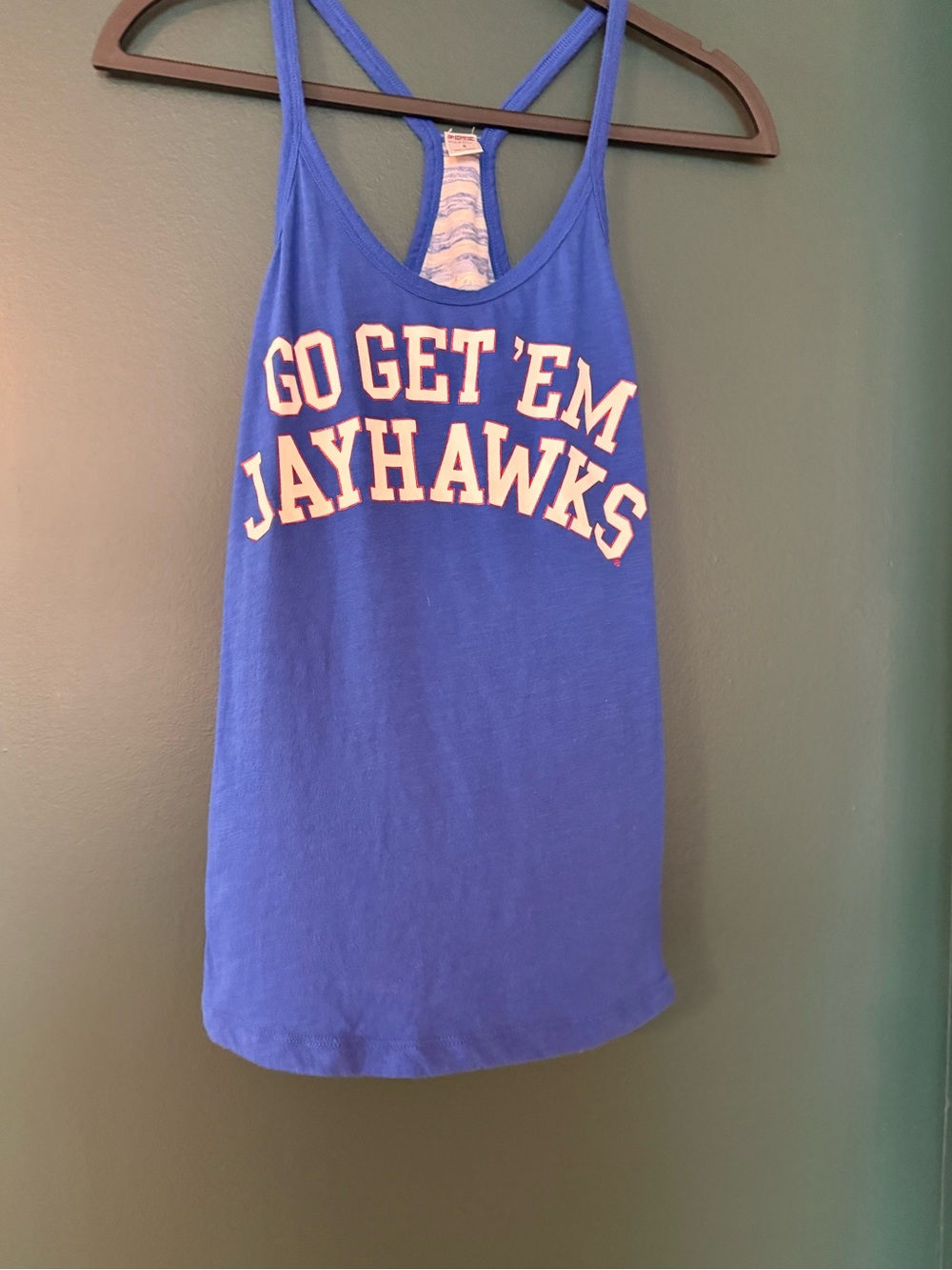 KU Kansas Jayhawks Blue Racerback Women's Tank Top - Go Get 'Em